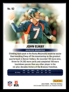 John Elway 2023 Panini Prestige Series Mint Card #92