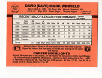 Dave Winfield 1990 Donruss Series Mint Card #551
