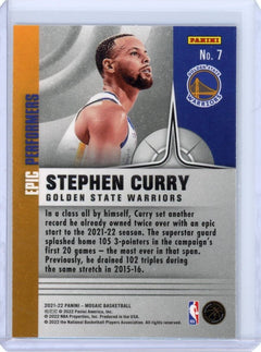 Stephen Curry 2021 2022 Panini Mosaic Epic Performers Mint Card #7