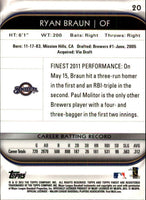 Ryan Braun 2012 Topps Finest Series Mint Card #20
