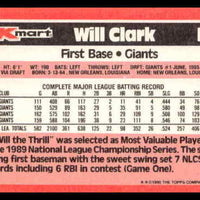 Will Clark 1990 Topps Kmart Super Stars Series Mint Card #1