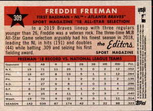 Freddie Freeman 2019 Topps Archives Series Mint Insert Card #309