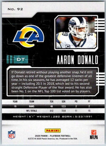 Aaron Donald 2020 Panini Playbook Mint Card #92