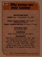 Rod Carew 1983 Topps Super Veteran Series Mint Card #201
