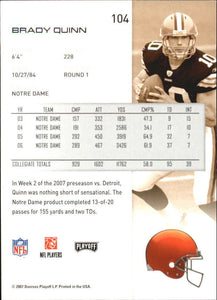 Brady Quinn 2007 Playoff Series Mint Rookie Card #104