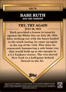 Babe Ruth 2012 Topps Golden Greats Series Mint Card #GG74