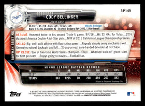 Cody Bellinger 2017 Bowman Prospect Series Mint Rookie Card #BP149