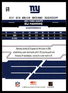 Eli Manning 2006 Leaf Rookies & Stars Series Mint Card #69