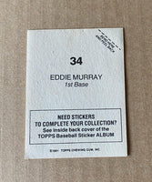 Eddie Murray 1981 Topps Baseball Sticker #34

