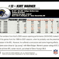 Kurt Warner 2004 Topps Series Mint Card #87