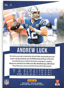 Andrew Luck 2019 Panini Prestige Series Mint Card #11