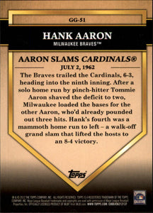 Hank Aaron 2012 Topps Golden Greats Series Mint Card #GG51