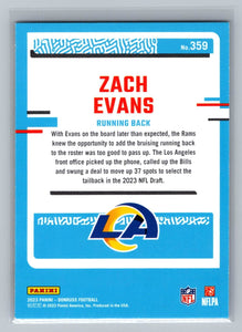 Zach Evans 2023 Panini Donruss Rated Rookie Series Mint Card #359