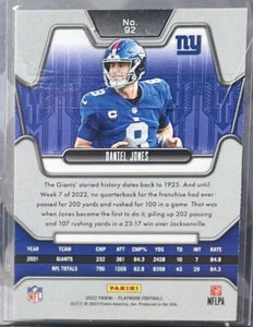 Daniel Jones 2022 Panini Playbook Purple Series Mint Card #92