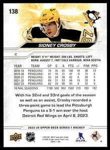 Sidney Crosby 2023 2024 Upper Deck Series Mint Card #138