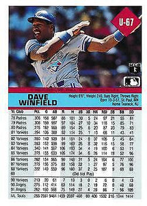 Dave Winfield 1992 Fleer Update Series Mint Card #U-67