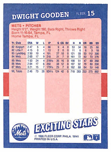 Dwight Gooden 1988 Fleer Baseball's Exciting Stars Series Mint Card #15