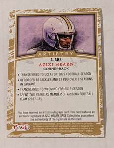 Azizi Hearn 2022 SAGE Artistry Autograph Series Mint Rookie Card #A-AH3