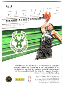 Giannis Antetokounmpo 2020 2021 Panini Mosaic Elevate Series Mint Card #2