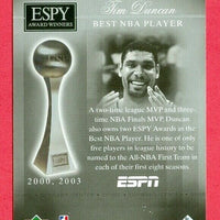 Tim Duncan 2005 2006 Upper Deck ESPN Espy Award Winners Series Mint Card #ESPY-TD