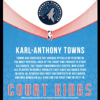 Karl-Anthony Towns 2018 2019 Panini Donruss Court Kings Series Mint Card #33