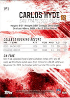 Carlos Hyde 2014 Topps Fire Series Mint Rookie Card #151
