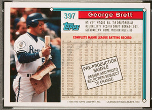George Brett 1994 Topps Pre-Production Sample Series Mint Card #397