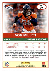 Von Miller 2019 Panini Score SCORECARD Series Mint Card #20