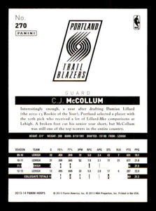 C.J. McCollum 2013 2014 Hoops Series RED PARALLEL VERSION Mint ROOKIE Card #270