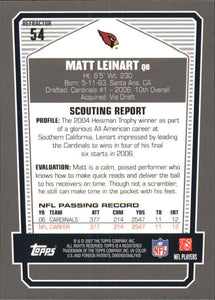 Matt Leinart 2007 Topps Draft Picks and Prospects Chrome Black Series Mint Card #54