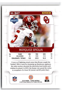 Marquise Brown 2019 Panini Score Series Mint Rookie Card #347