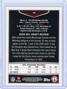 Eli Manning 2009 Bowman Draft Series Mint Card #3