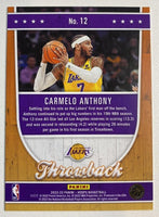Carmelo Anthony 2022 2023 Panini Hoops Throwback Gold Foil Series Mint Card #12
