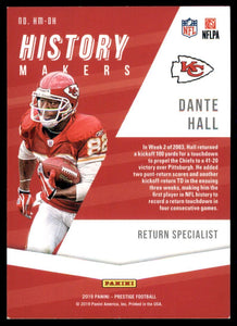 Dante Hall 2019 Panini Prestige History Makers Series Mint Card #HS-DH