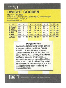 Dwight Gooden 1986 Fleer Series Mint Card #81