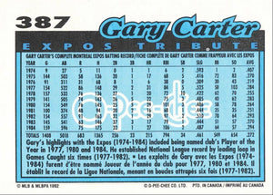 Gary Carter 1992 O-Pee-Chee Tribute Series Mint Card #387