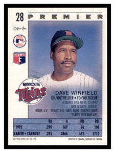 Dave Winfield 1993 O-Pee-Chee Premier Series Mint Card #28