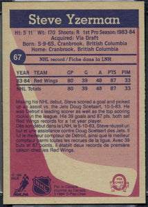 Steve Yzerman 1984 1985 O-PEE-CHEE NM Card #67