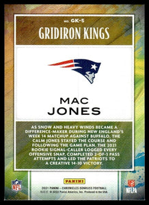 Mac Jones 2021 Panini Chronicles Donruss Gridiron Kings Series Mint Card  #GK-5