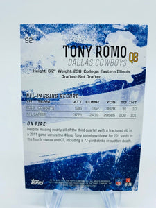 Tony Romo 2014 Topps Fire Orange Flame Foil Series Mint Card #92