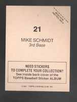 Mike Schmidt 1981 Topps Baseball Sticker #21
