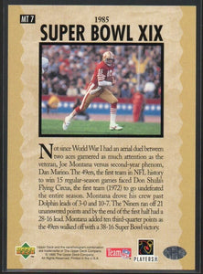 Joe Montana 1995 Collector's Choice Trilogy Series Mint Card #MT7