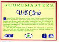 Will Clark 1990 Score Scoremasters Series Mint Card #10
