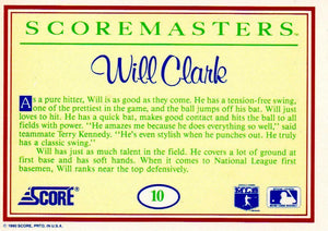 Will Clark 1990 Score Scoremasters Series Mint Card #10