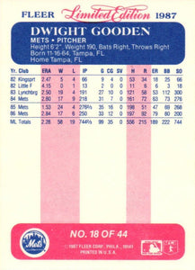 Dwight Gooden 1987 Fleer Limited Edition Series Card #18