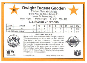 Dwight Gooden 1989 Donruss All-Stars Series Mint Card #40