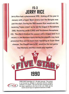 Jerry Rice 2023 Sage Five Star 1990 Series Mint Card #FS-3