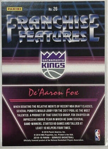 De'Aaron Fox 2018 2019 Panini Donruss Franchise Features Series Mint Card #26