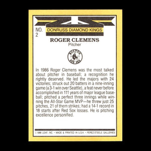 Roger Clemens 1986 Donruss Diamond Kings Series Mint Card #2