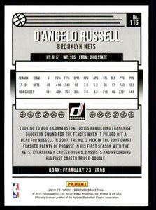 D'Angelo Russell 2018 2019 Panini Donruss Holo Orange Laser Series Mint Card #116